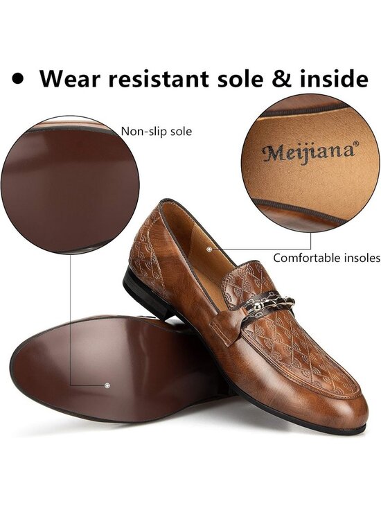Meijiana Men\'s Brown06 Microfiber Loafers Buckle PU Leather Weeding Dress Shoes main image 5